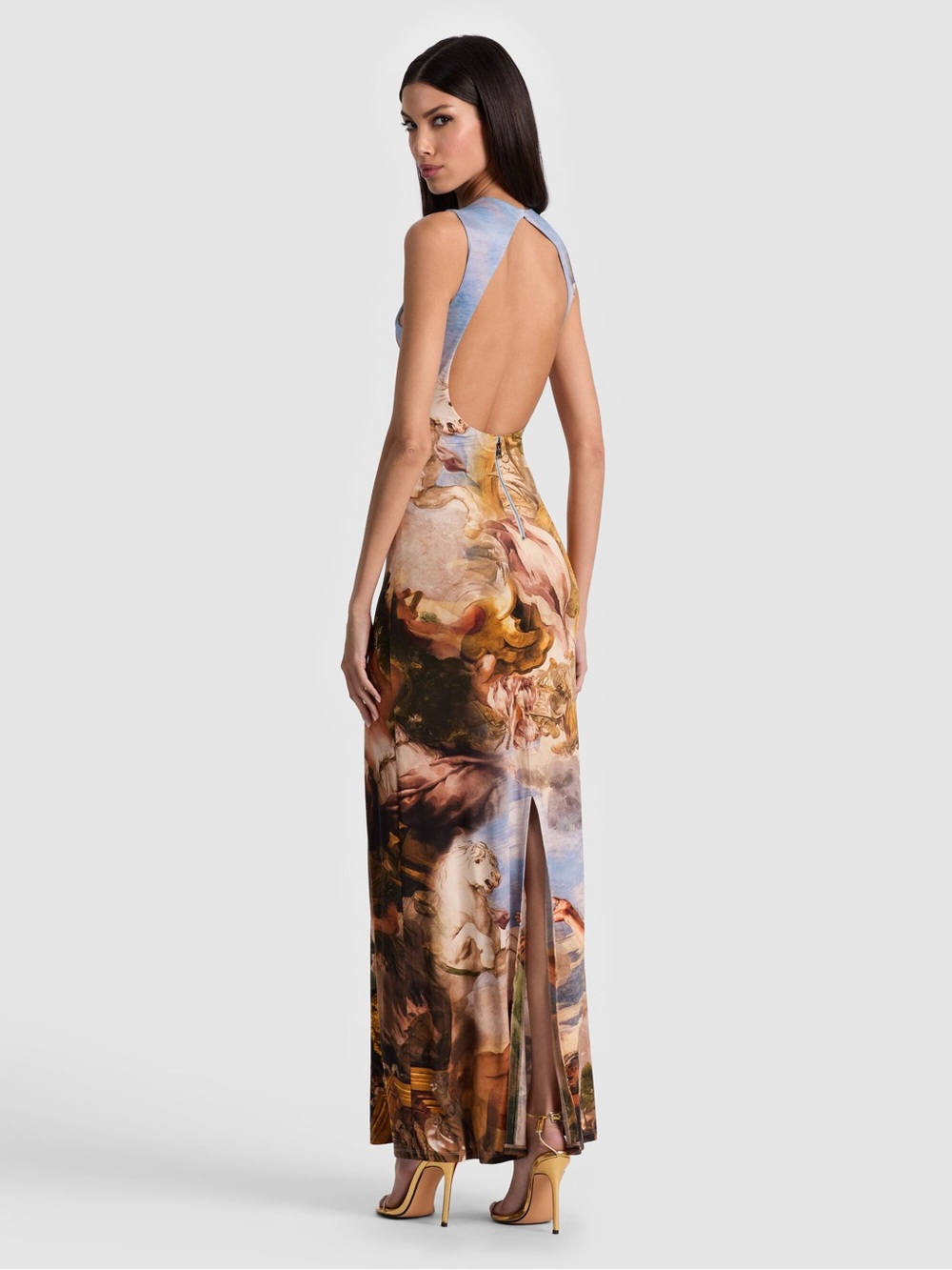 Alice + Olivia Delora Renaissance-Print Open Back Sleeveless Maxi Dress - Picture 3 of 6
